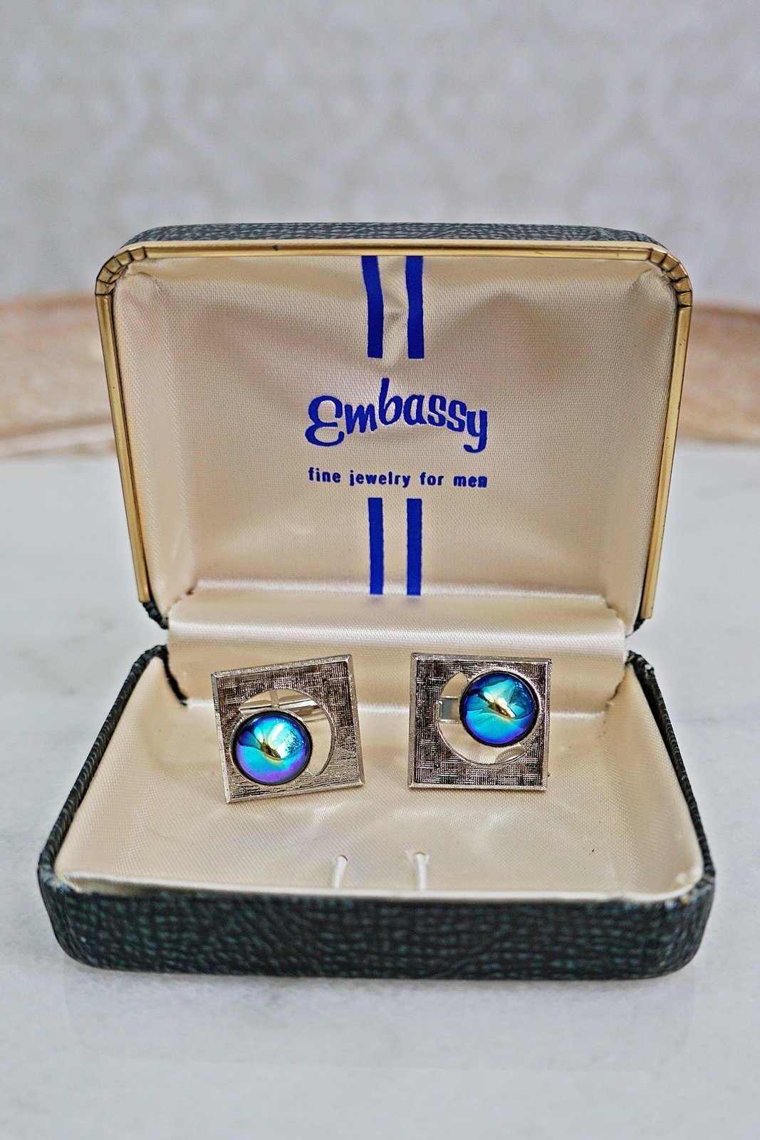Vintage Galactic Blue Silver Bullet Cufflinks-closiTherapi | vinTage