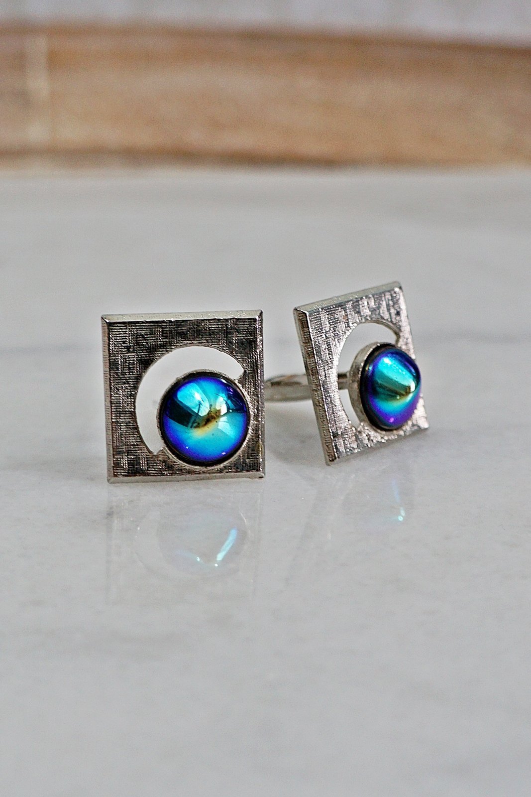 Vintage Galactic Blue Silver Bullet Cufflinks-closiTherapi | vinTage
