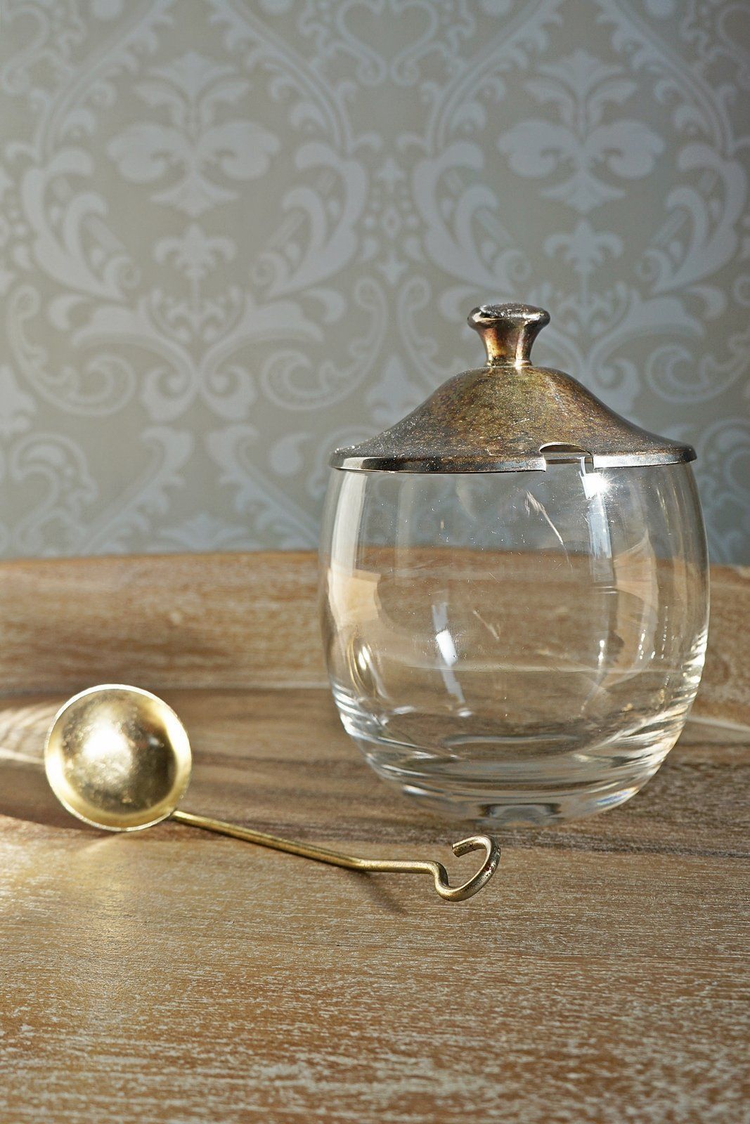 Vintage Glass Sugar Bowl Silverplate Lid-closiTherapi | vinTage