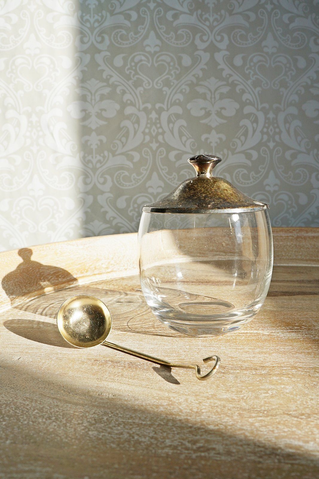 Vintage Glass Sugar Bowl Silverplate Lid-closiTherapi | vinTage