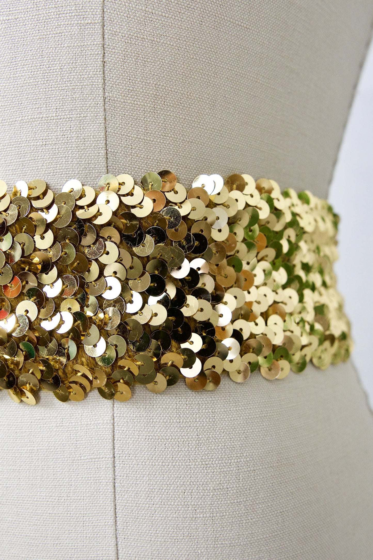 Vintage Gold Sequin Stretch Disco Belt-closiTherapi | vinTage