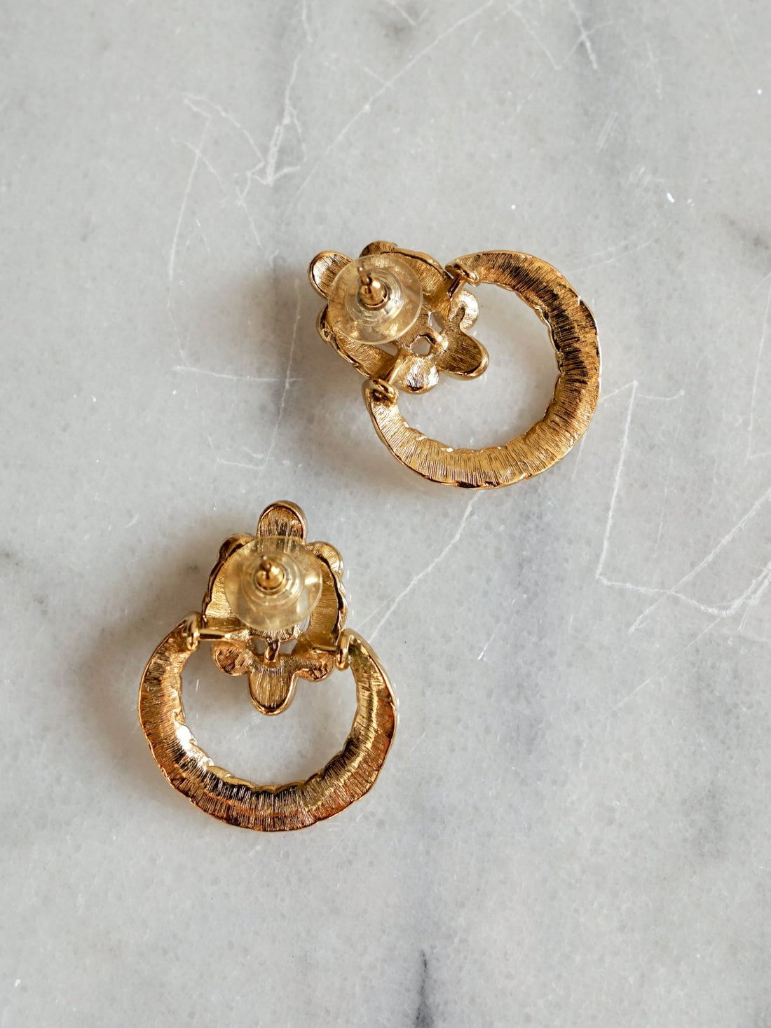 Vintage Golden Pearl Door Knocker Earrings-closiTherapi | vinTage