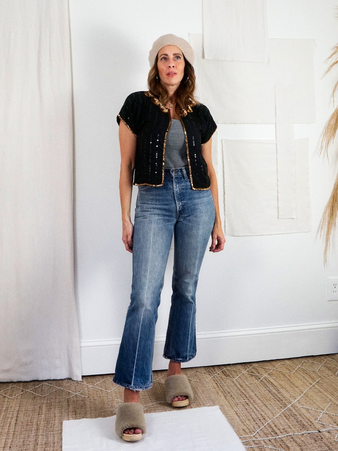 Vintage Golden Sequin Silk Top-closiTherapi | vinTage