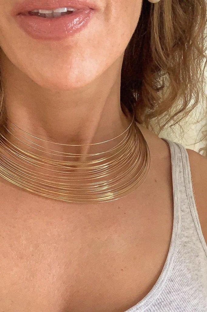 Gold Chain Necklace Gold Wire Choker Necklace Wire Choker Necklace