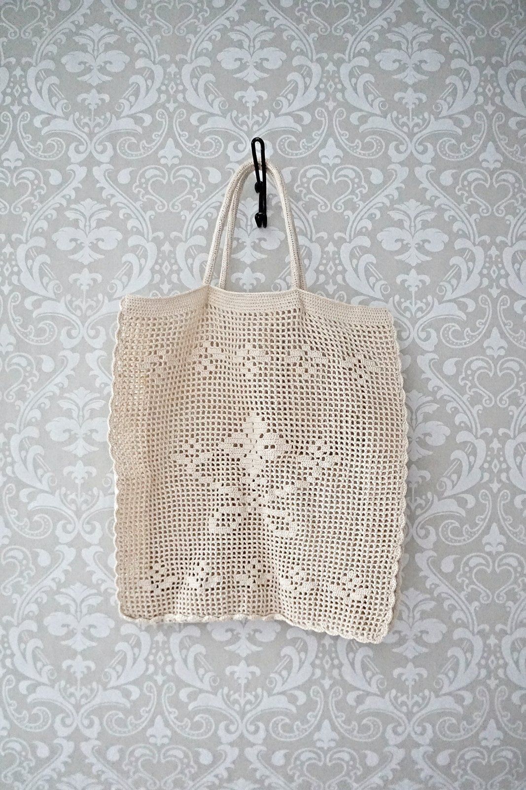 Vintage Hand Crochet Tote Bag-closiTherapi | vinTage