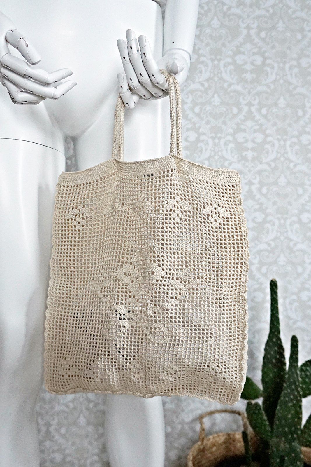 Vintage Hand Crochet Tote Bag-closiTherapi | vinTage