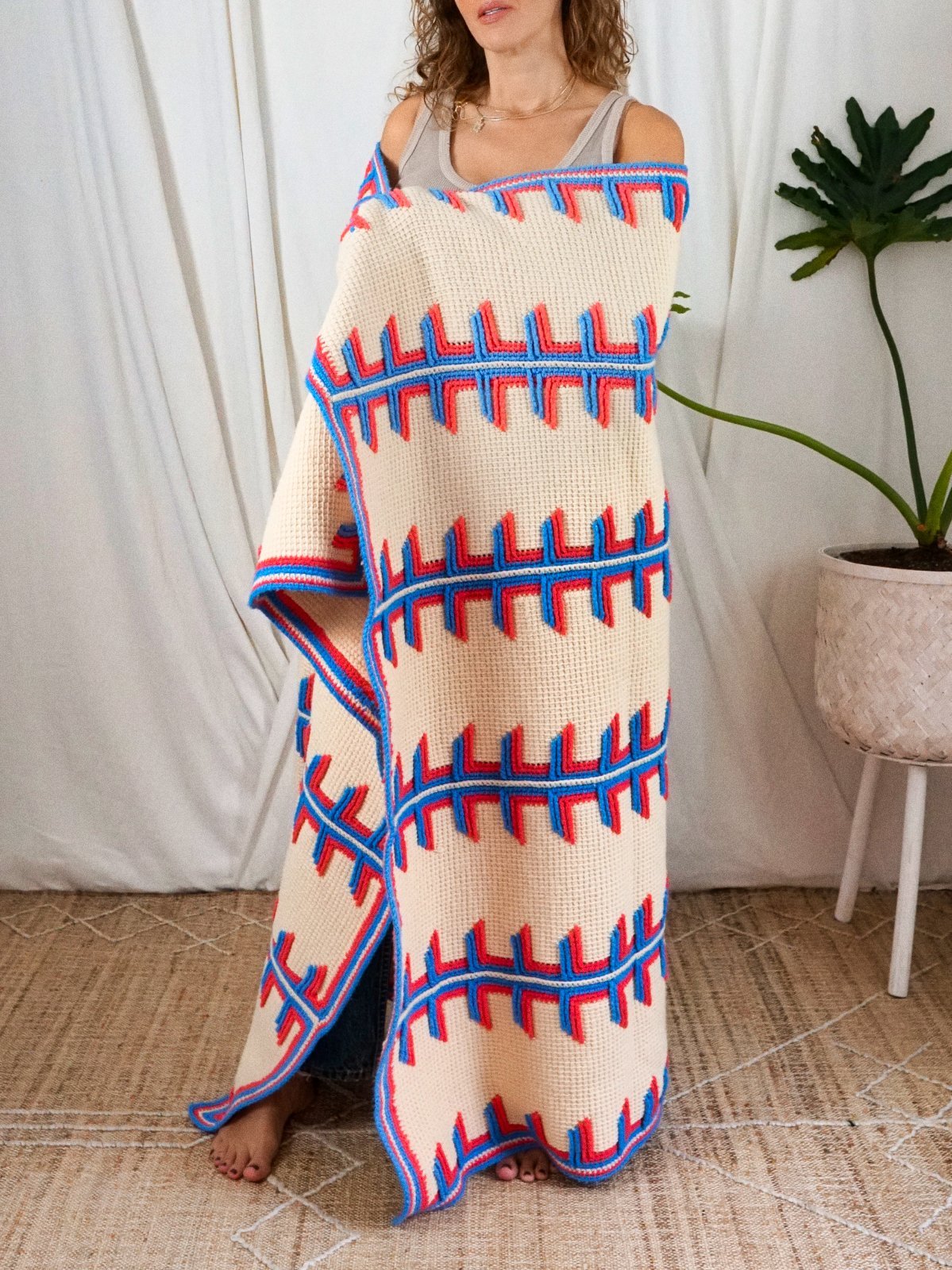 Vintage Handknit Football Stitch Blanket-closiTherapi | vinTage
