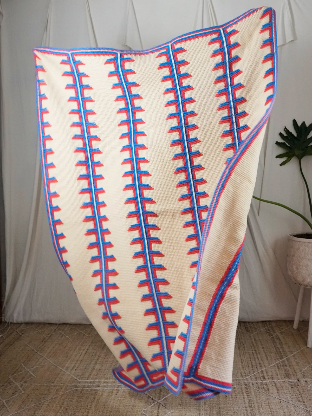 Vintage Handknit Football Stitch Blanket-closiTherapi | vinTage