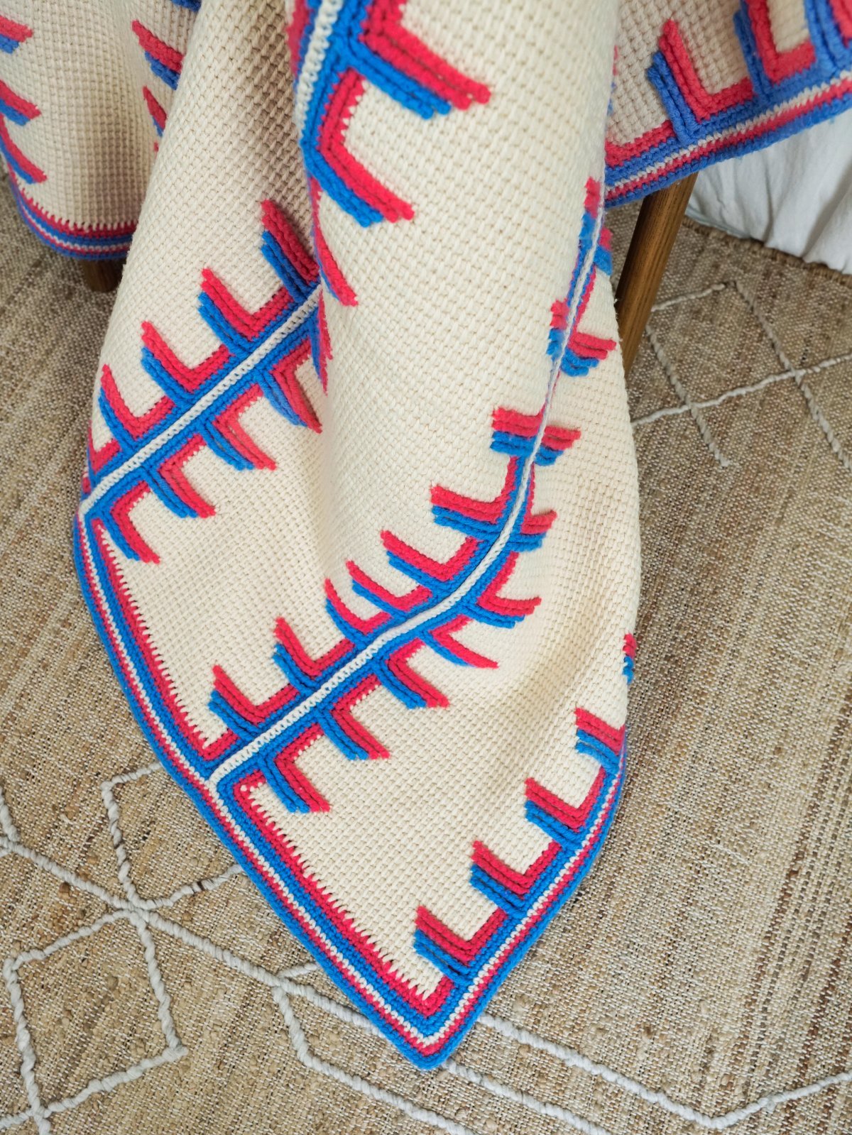 Vintage Handknit Football Stitch Blanket-closiTherapi | vinTage