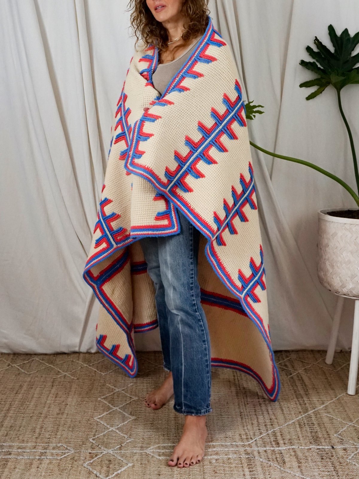 Vintage Handknit Football Stitch Blanket-closiTherapi | vinTage