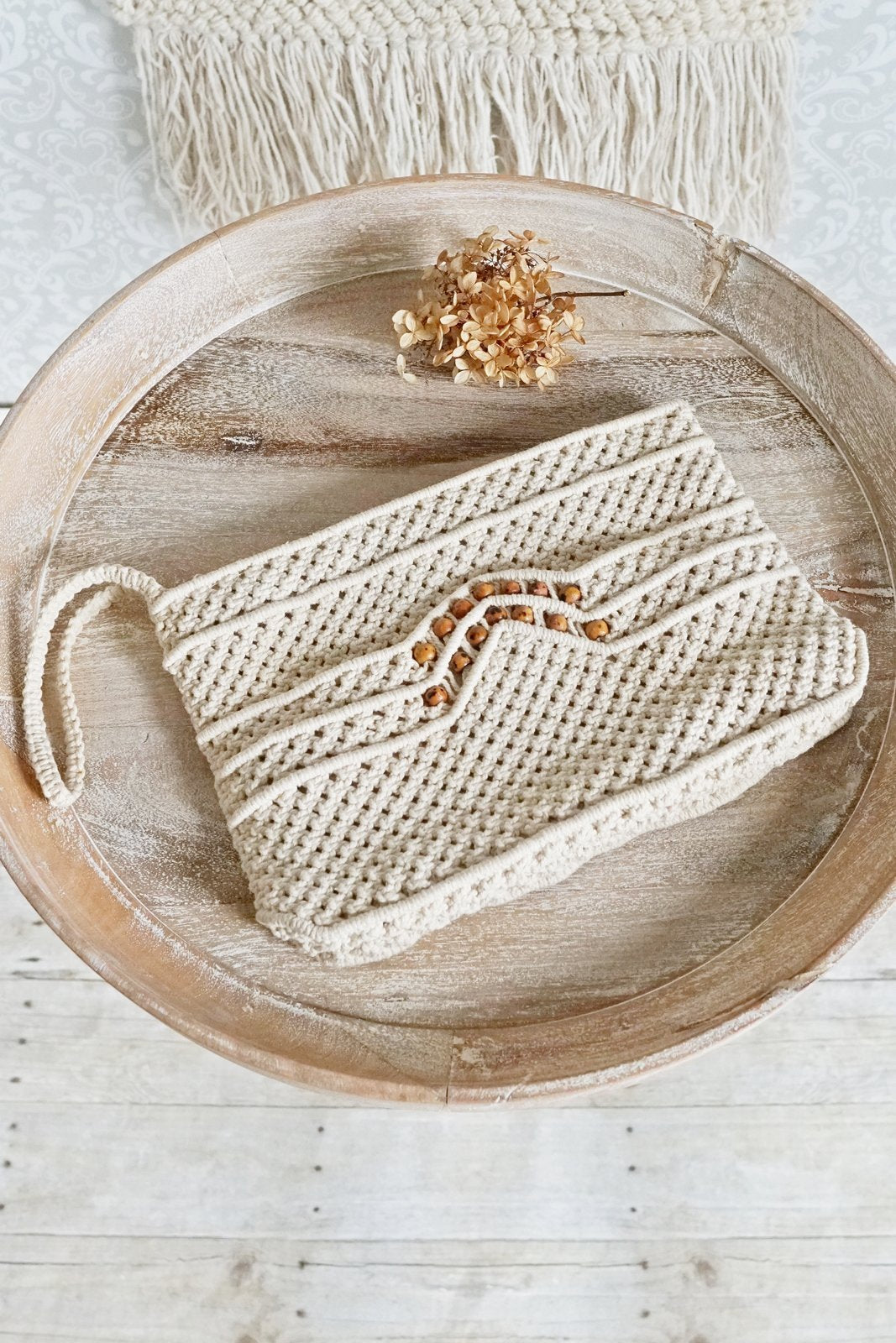 Vintage Handknit Macrame Wristlet Clutch-closiTherapi | vinTage
