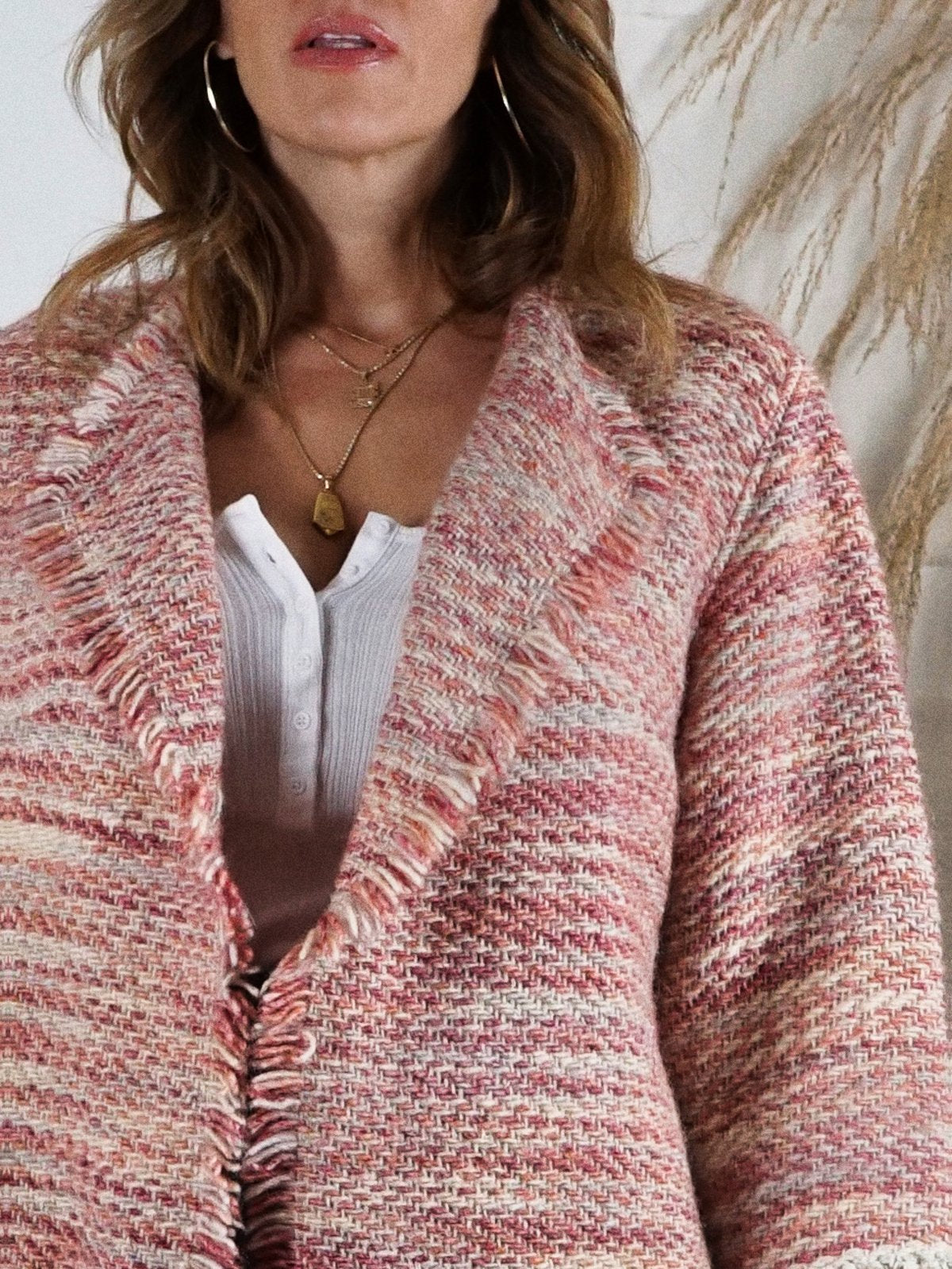 Vintage Handloomed Pink Wool Jacket-closiTherapi | vinTage
