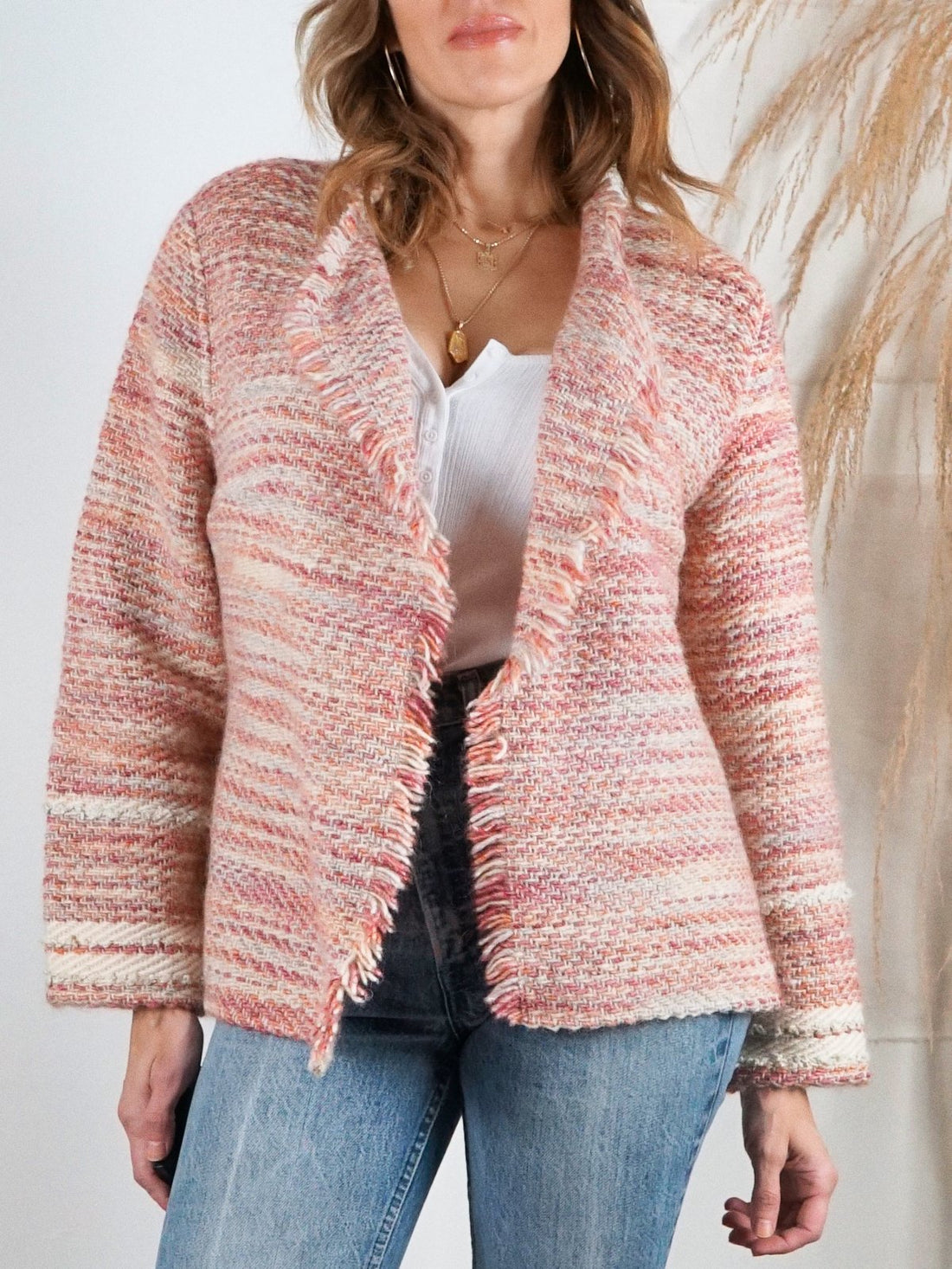 Vintage Handloomed Pink Wool Jacket-closiTherapi | vinTage