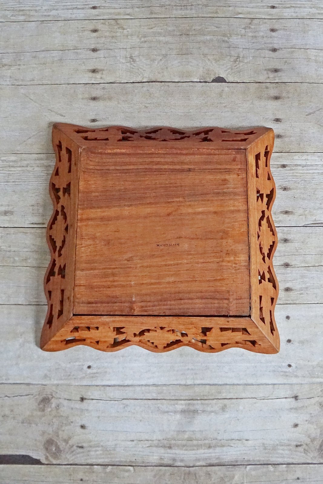 Vintage Handmade Carved Wood Inlay Tray-closiTherapi | vinTage