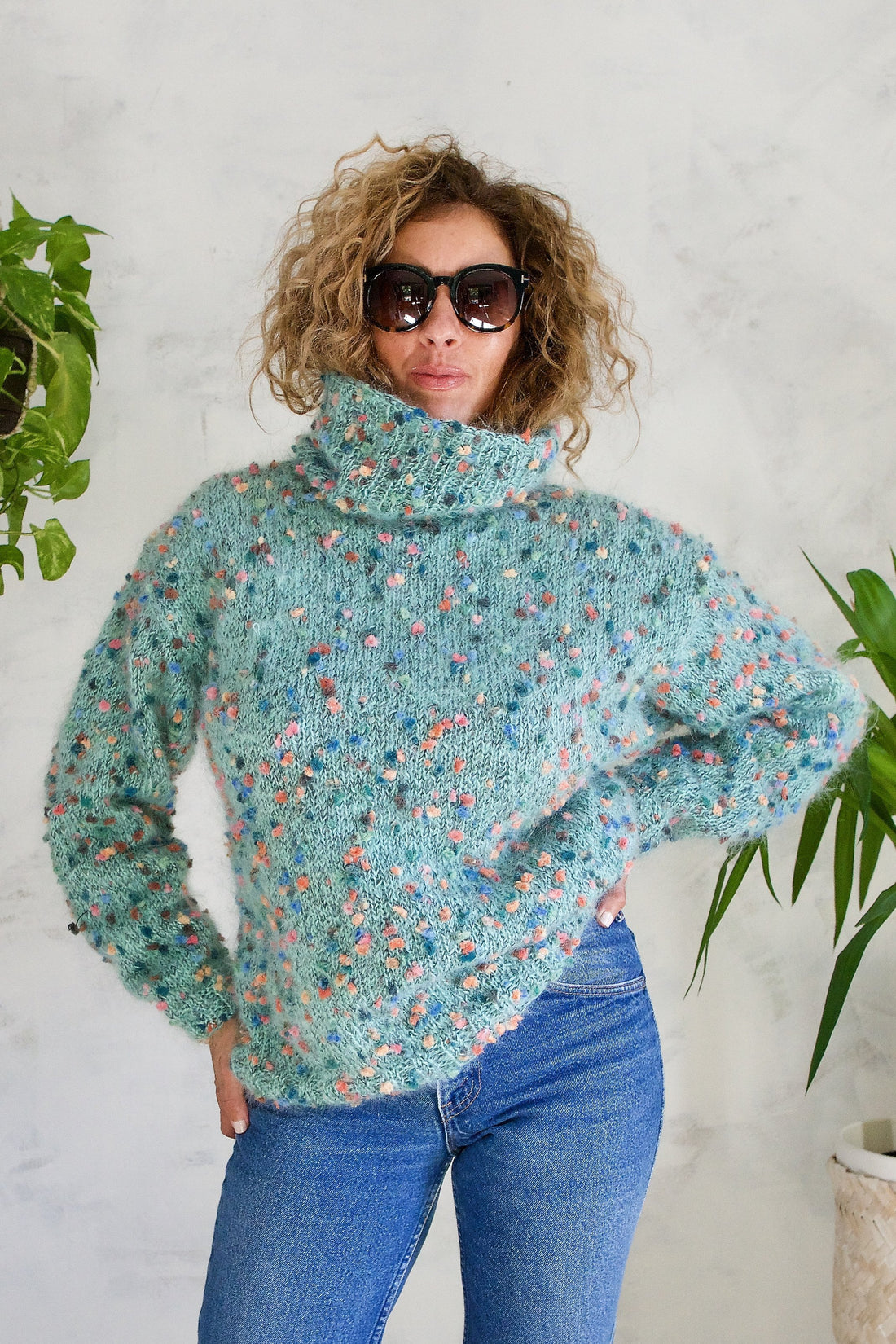 Vintage Handmade Mohair Confetti Sweater-closiTherapi | vinTage
