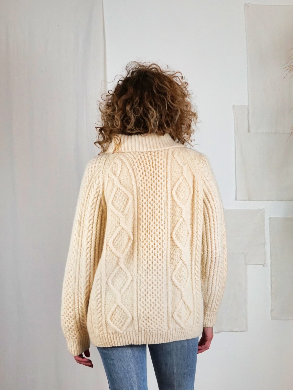 Vintage Irish Fisherman Wool Cardigan Sweater-closiTherapi | vinTage