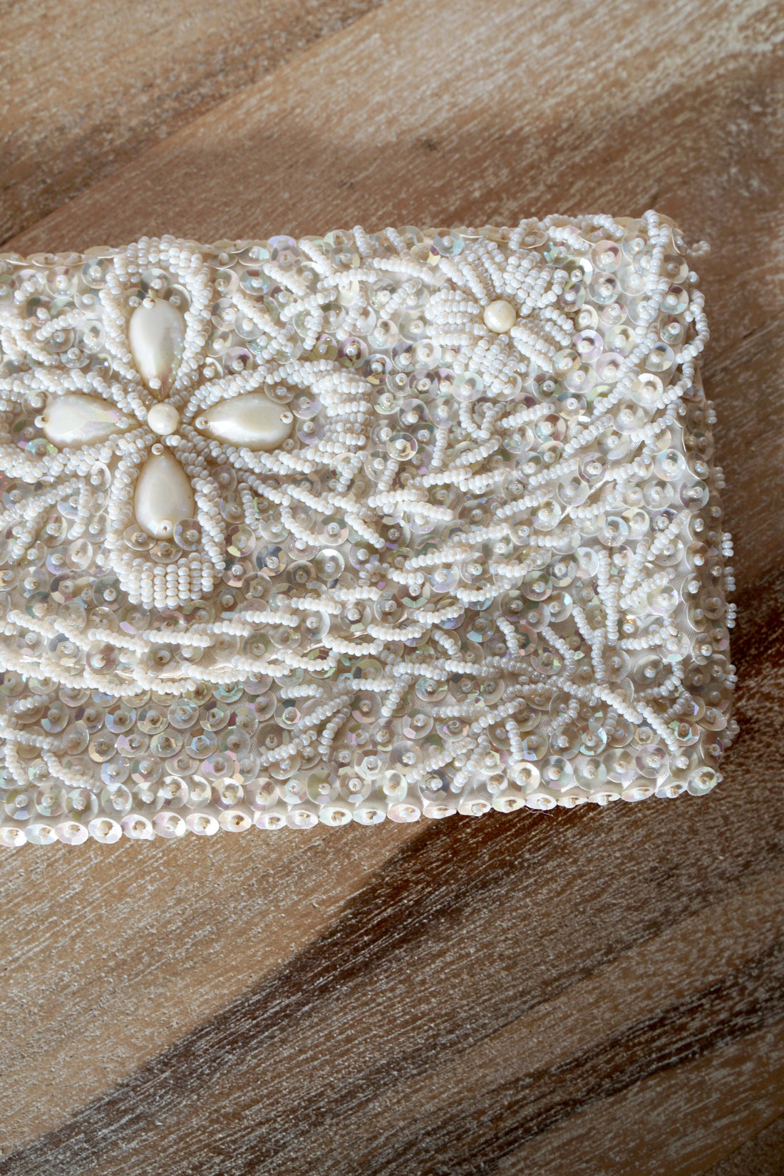 Vintage Ivory Sequin Evening Bag-closiTherapi | vinTage