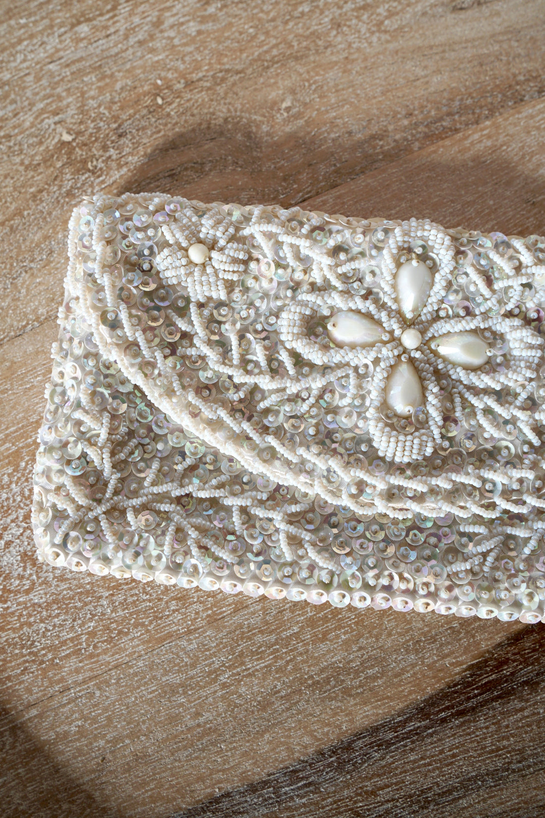Vintage Ivory Sequin Evening Bag-closiTherapi | vinTage