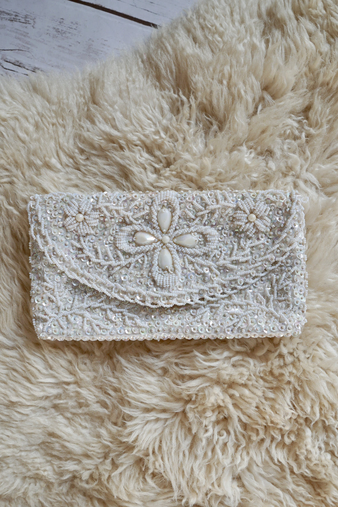 Vintage Ivory Sequin Evening Bag-closiTherapi | vinTage