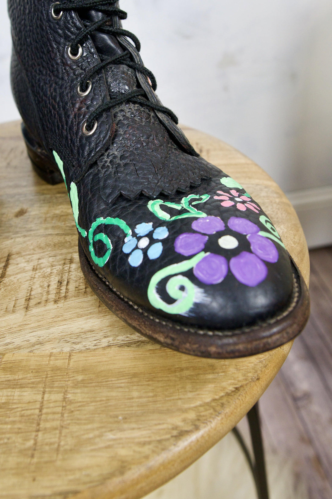 Vintage Justin Bullhide Lace-Up Kiltie Roper Painted Men's Boots | 9.5 D-closiTherapi | vinTage