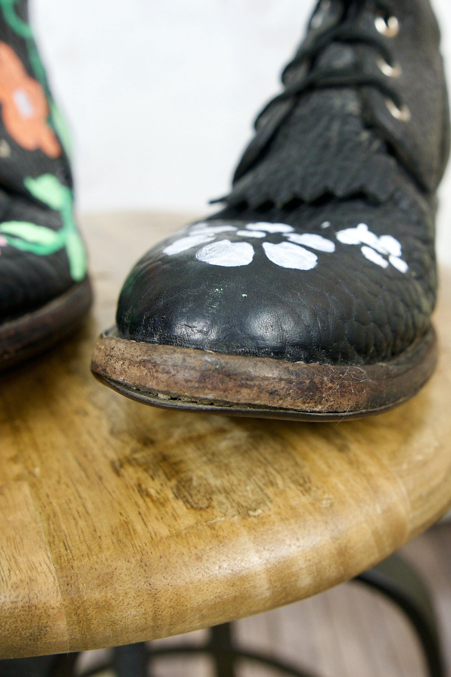 Vintage Justin Bullhide Lace-Up Kiltie Roper Painted Men's Boots | 9.5 D-closiTherapi | vinTage