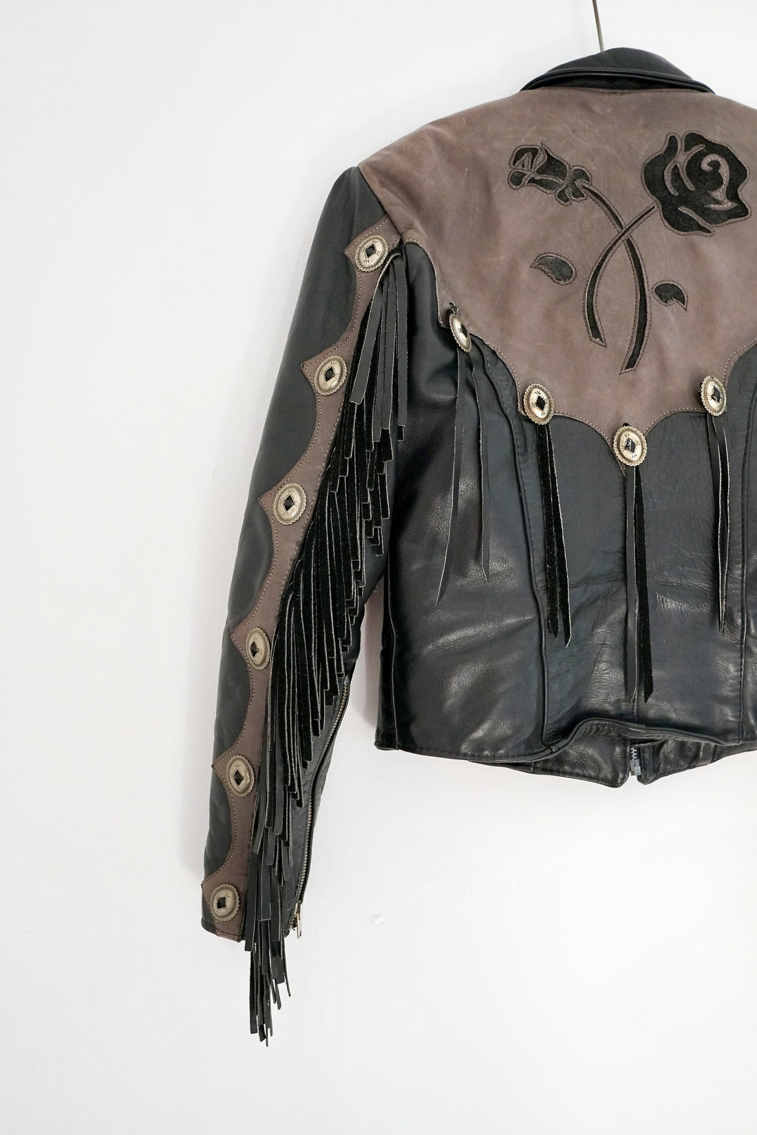 Vintage Leather Fringe Biker Jacket-closiTherapi | vinTage