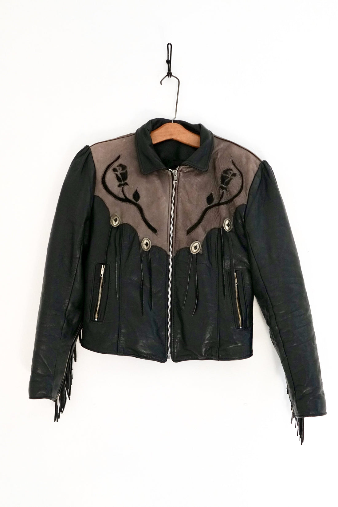 Vintage Leather Fringe Biker Jacket-closiTherapi | vinTage