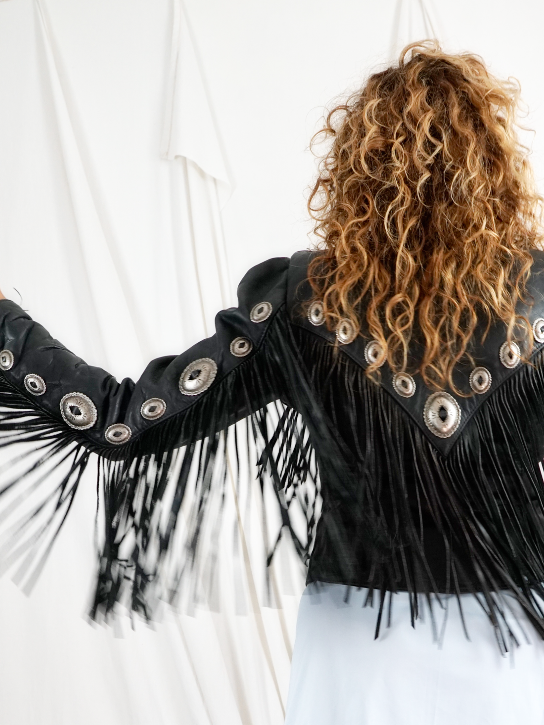 Vintage Leather Fringe Concho Biker Jacket-closiTherapi | vinTage