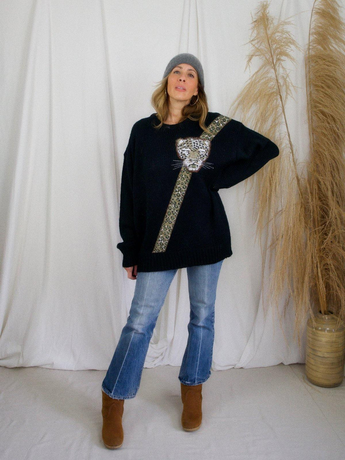 Vintage Leopard Appliqué Sweater-closiTherapi | vinTage