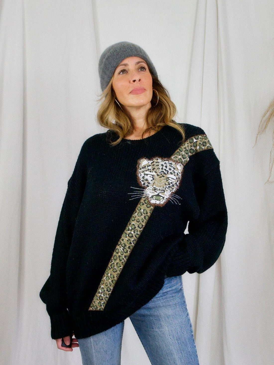 Vintage Leopard Appliqué Sweater-closiTherapi | vinTage