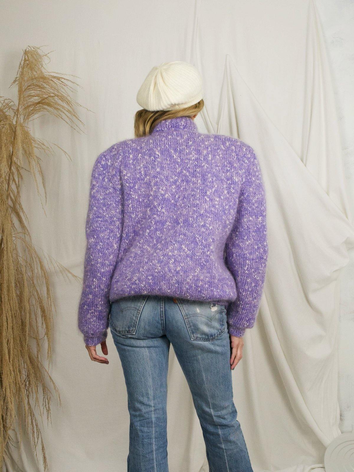 Vintage Lilac Mohair Speckle Knit Sweater Jacket-closiTherapi | vinTage