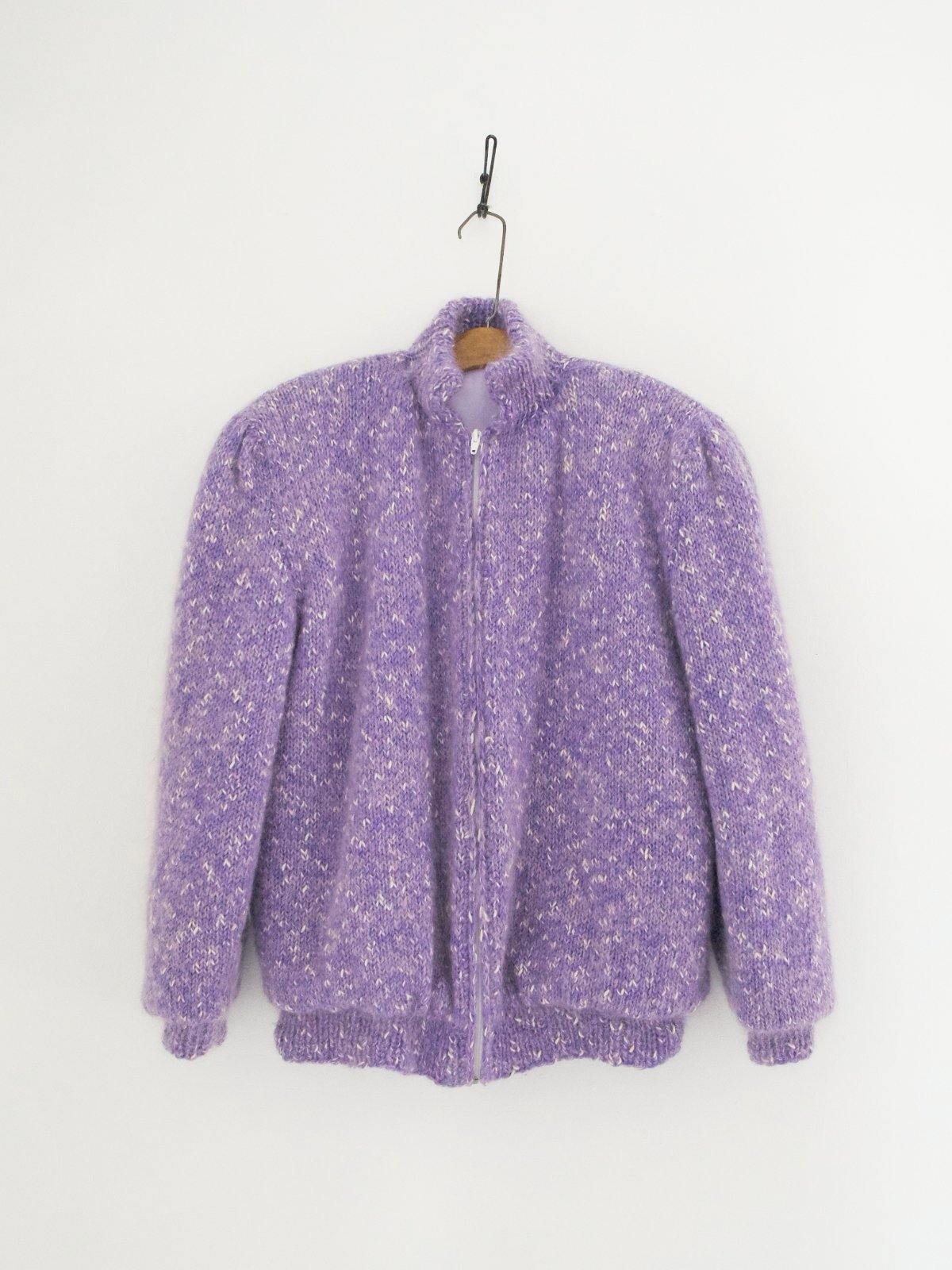Vintage Lilac Mohair Speckle Knit Sweater Jacket-closiTherapi | vinTage