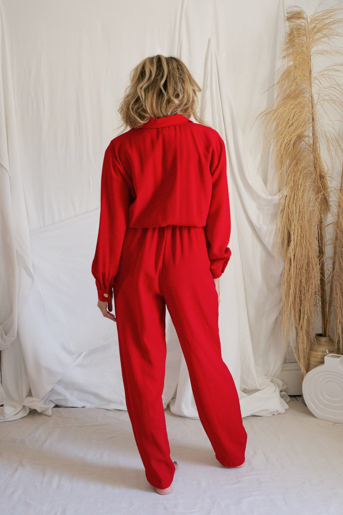 Vintage Lipstick Red Utility Jumpsuit-closiTherapi | vinTage