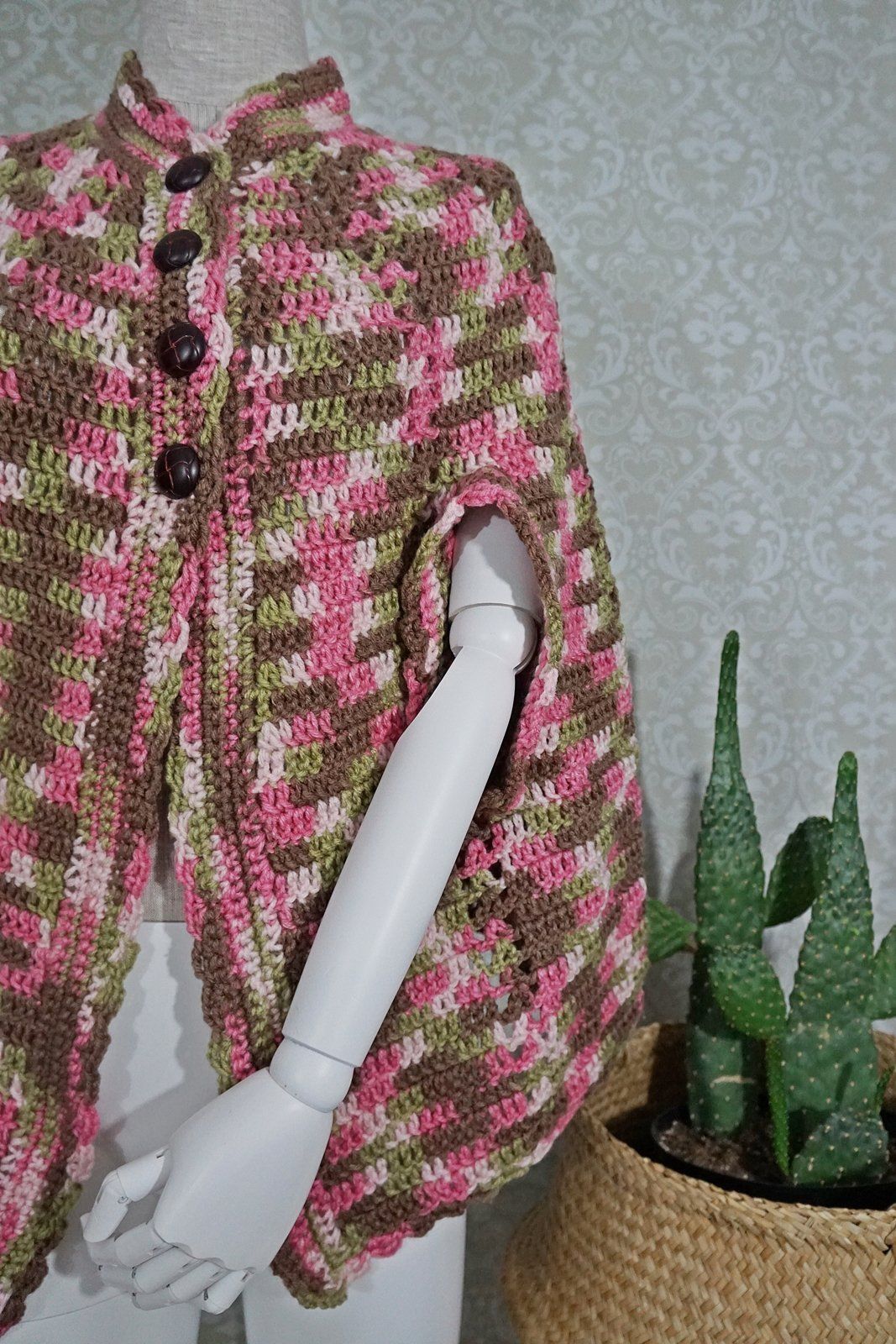 Vintage Marled Handknit Sweater Cape-closiTherapi | vinTage