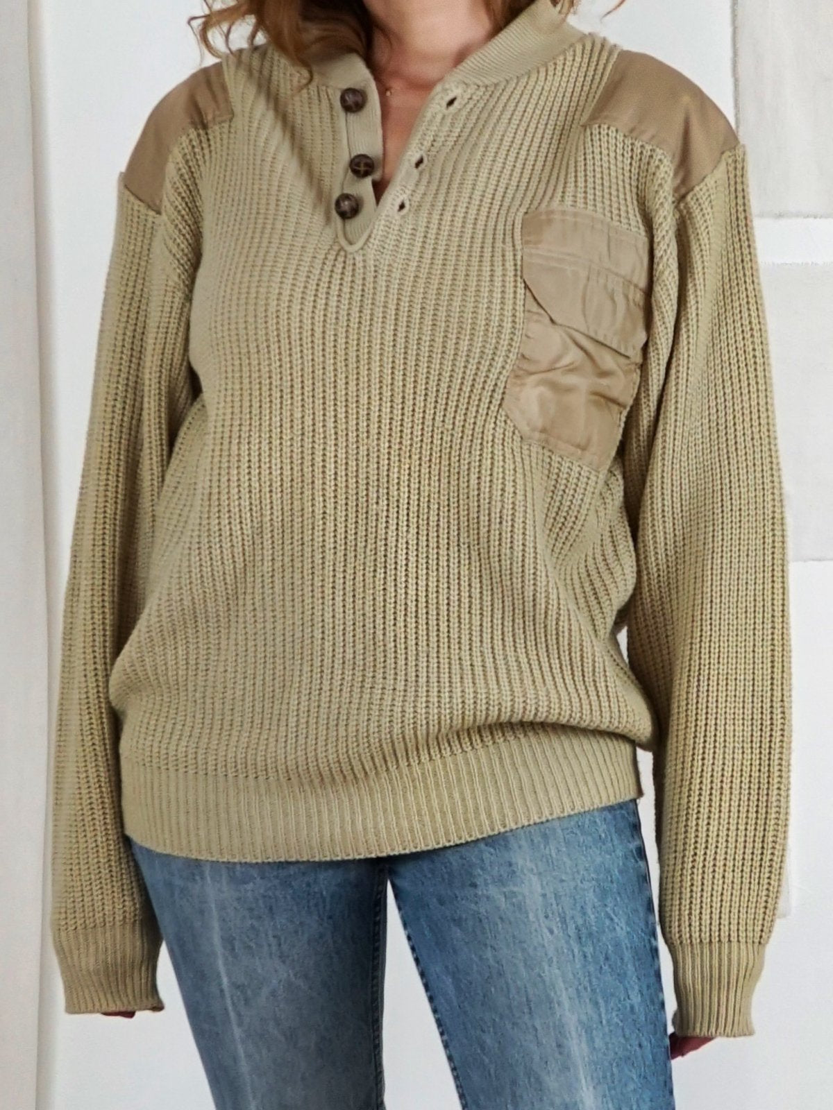 Military henley sweater hotsell