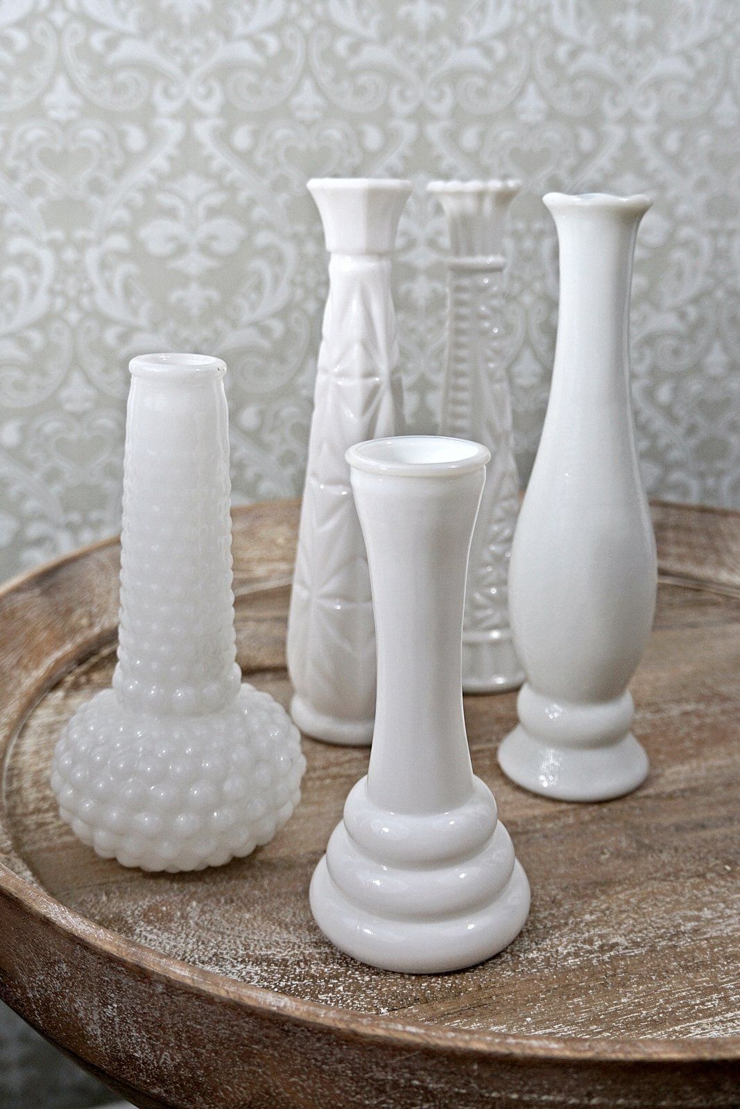 Vintage Milk Glass Set Of 5 Vases-closiTherapi | vinTage