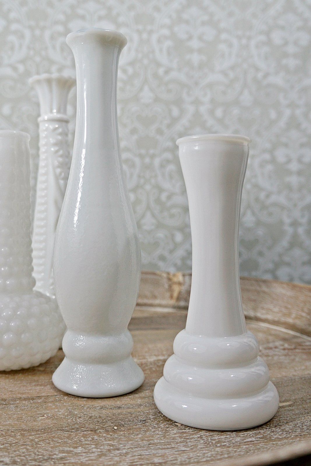 Vintage Milk Glass Set Of 5 Vases-closiTherapi | vinTage