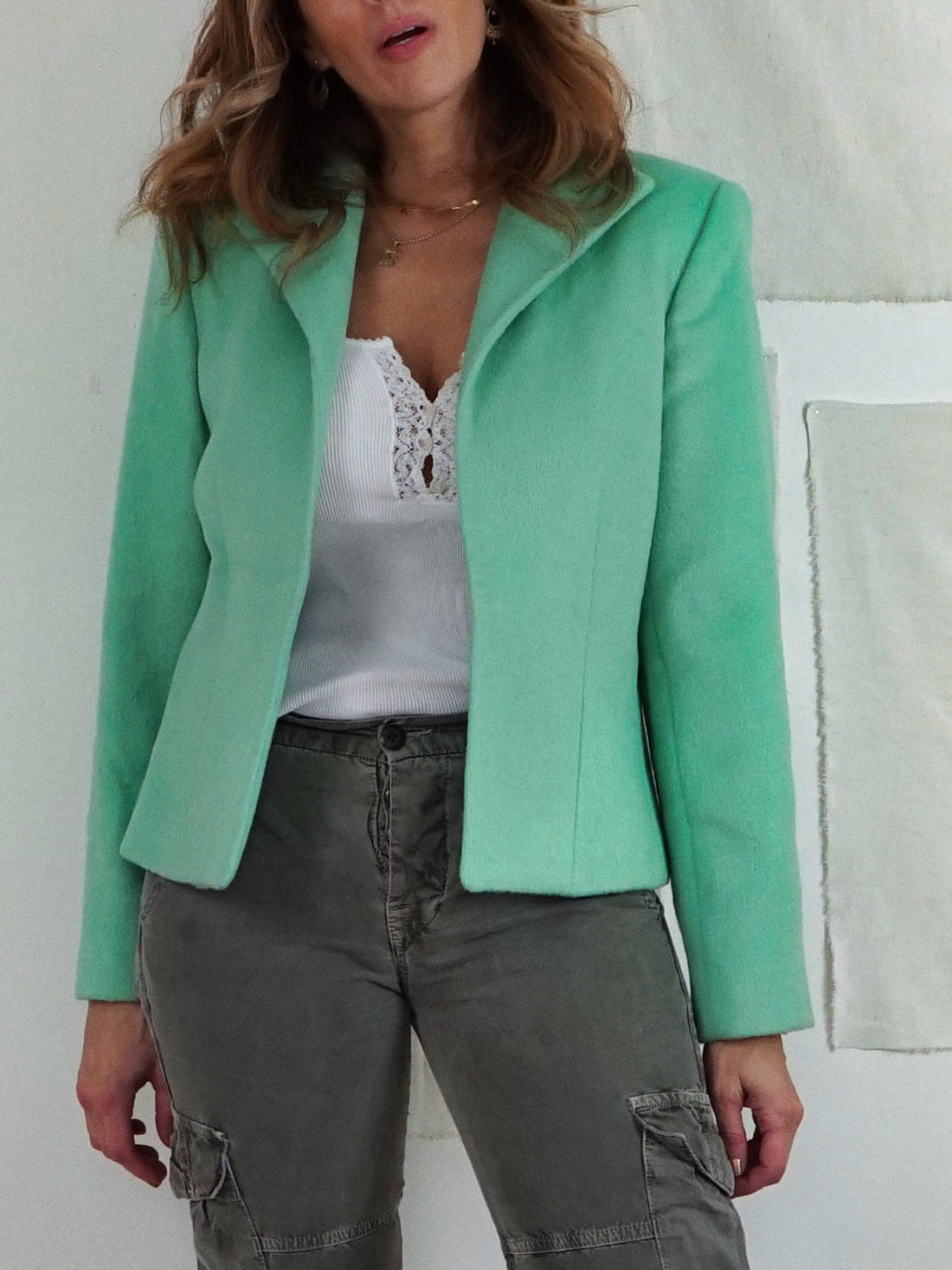 Vintage Mint Green Cropped Jacket-closiTherapi | vinTage