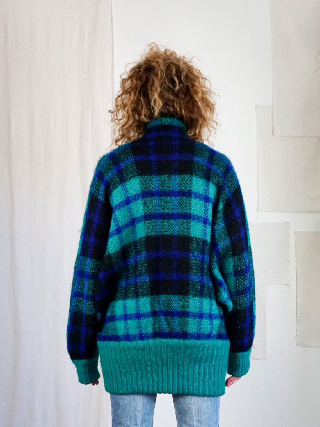 Vintage Mohair Slouchy Plaid Cardigan-closiTherapi | vinTage