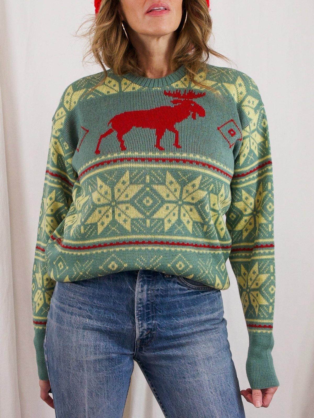 Vintage Moose Snowflake Ski Sweater-closiTherapi | vinTage