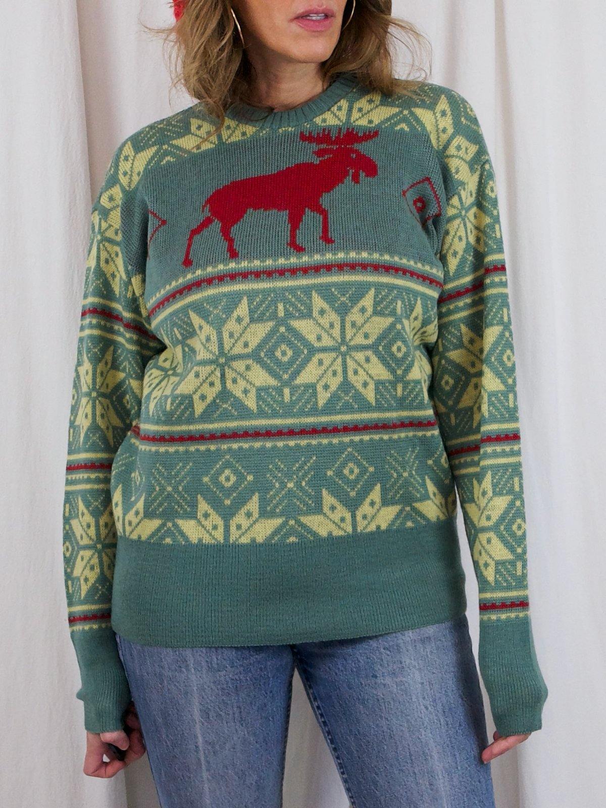 Vintage Moose Snowflake Ski Sweater-closiTherapi | vinTage