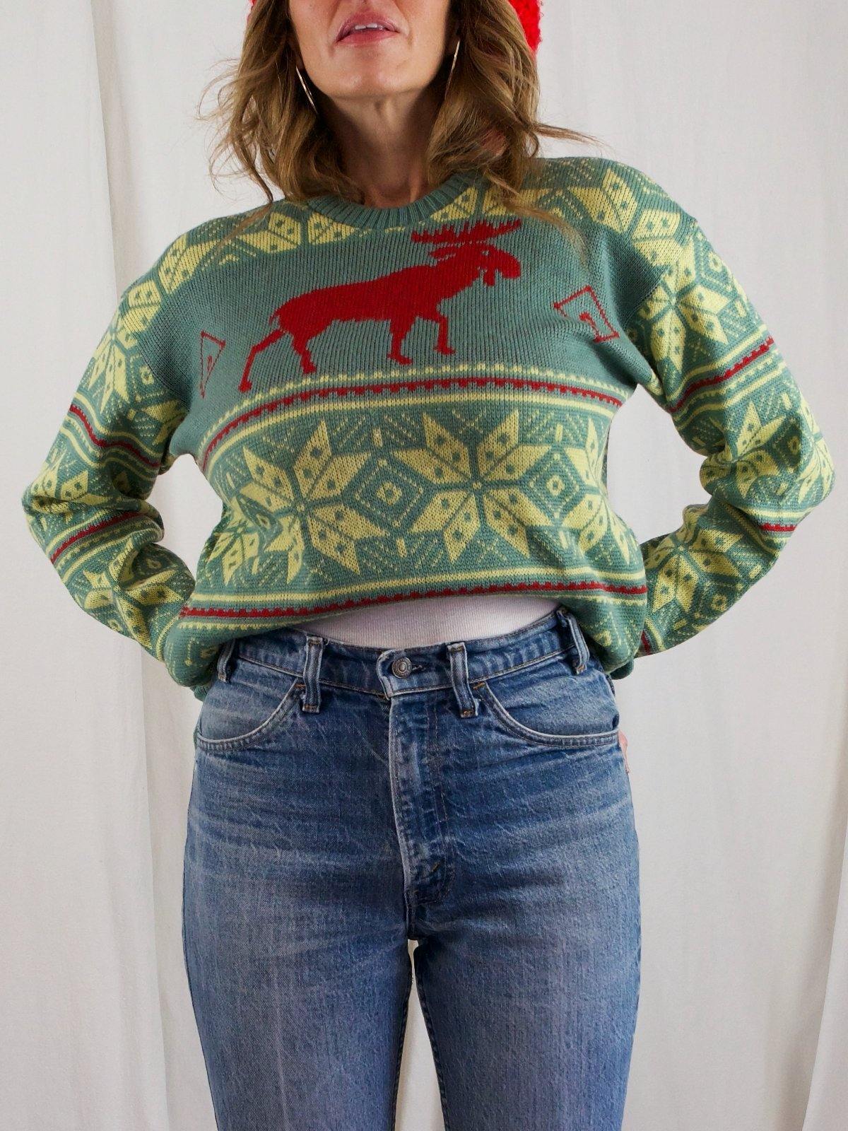 Vintage Moose Snowflake Ski Sweater-closiTherapi | vinTage