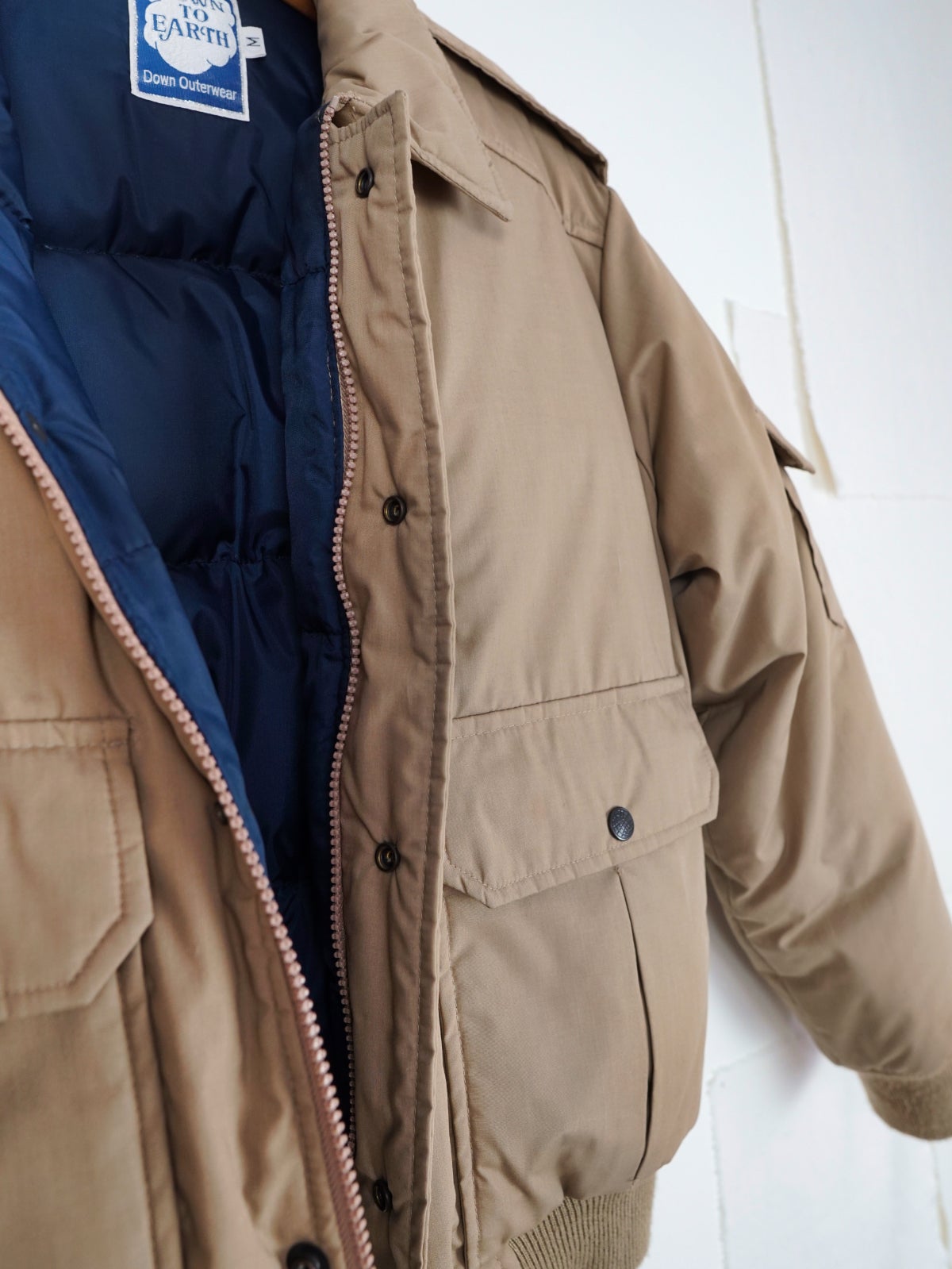 Vintage Nutmeg Down Feather Bomber Jacket-closiTherapi | vinTage