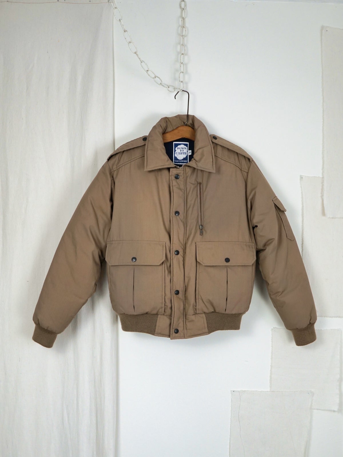Vintage Nutmeg Down Feather Bomber Jacket-closiTherapi | vinTage