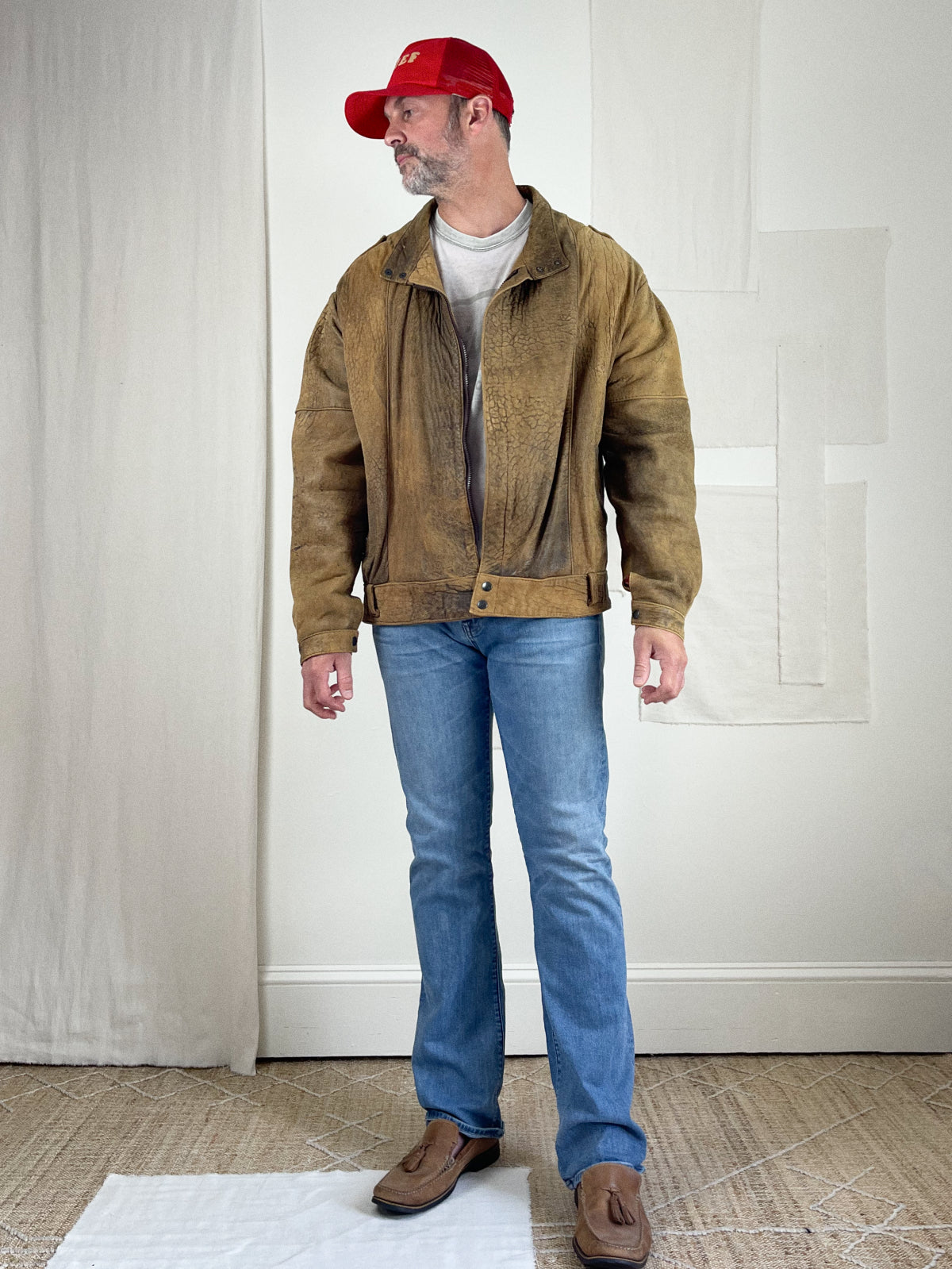 Vintage Nutmeg Leather Bomber Jacket-closiTherapi | vinTage