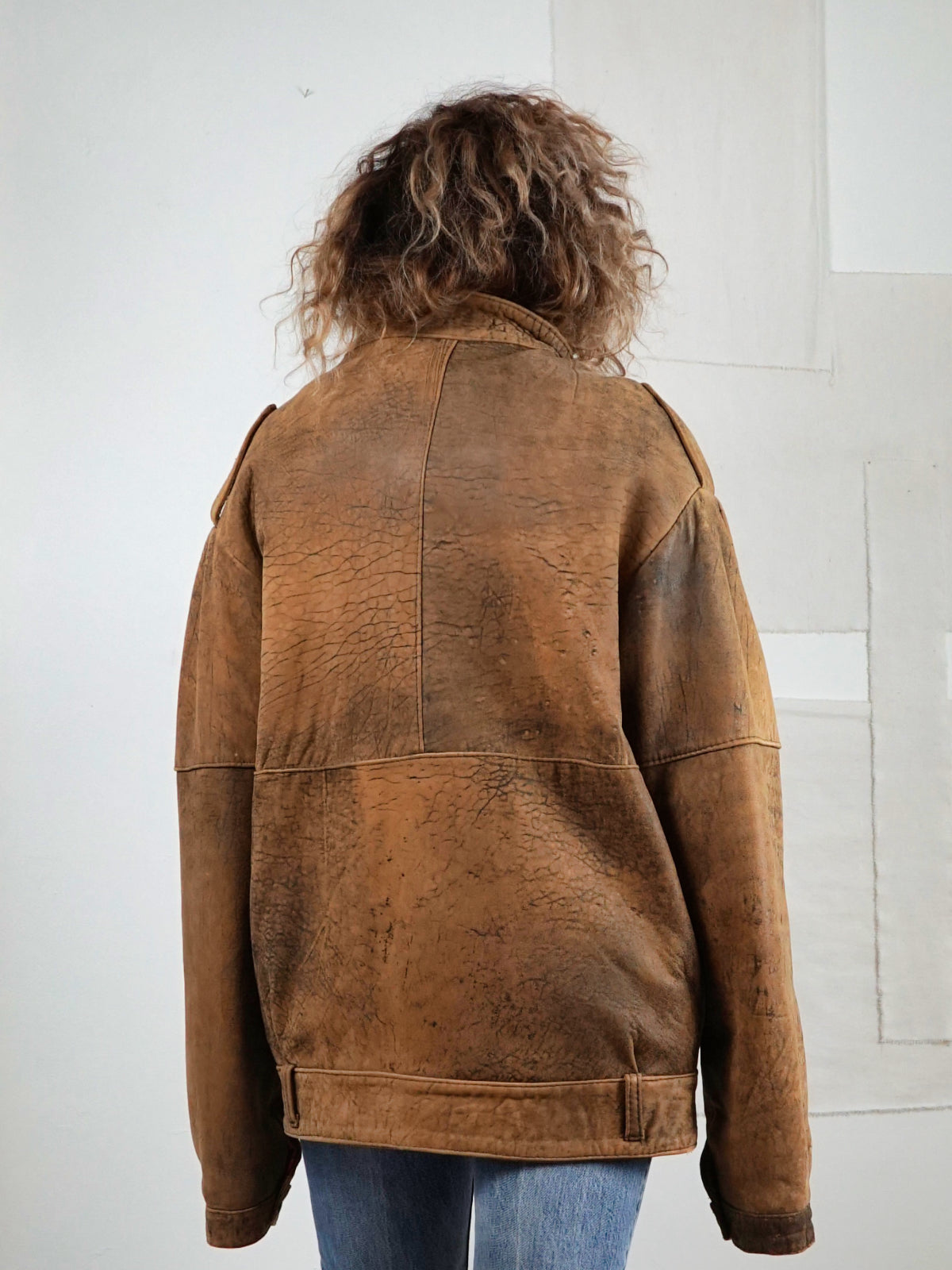 Vintage Nutmeg Leather Bomber Jacket-closiTherapi | vinTage