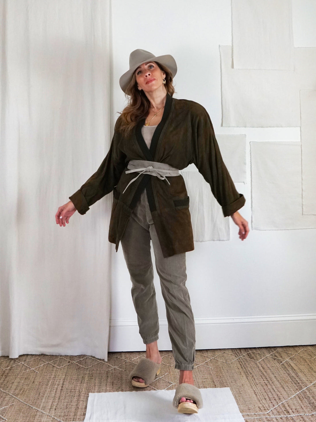 Vintage Olive Suede Contrast Wool Jacket-closiTherapi | vinTage