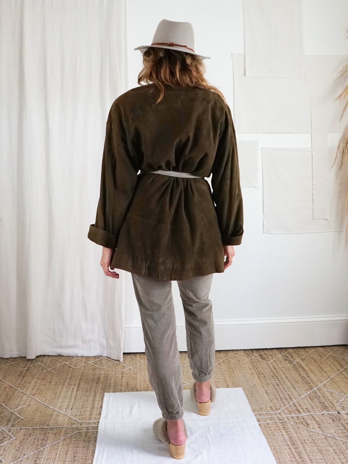 Vintage Olive Suede Contrast Wool Jacket-closiTherapi | vinTage