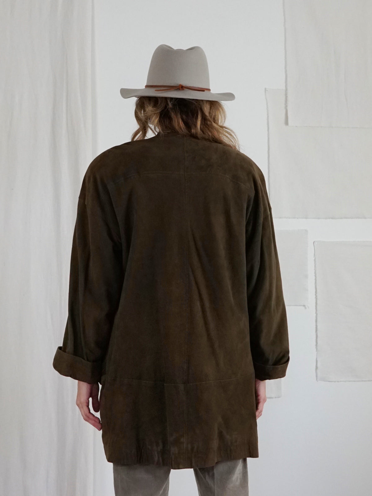 Vintage Olive Suede Contrast Wool Jacket-closiTherapi | vinTage