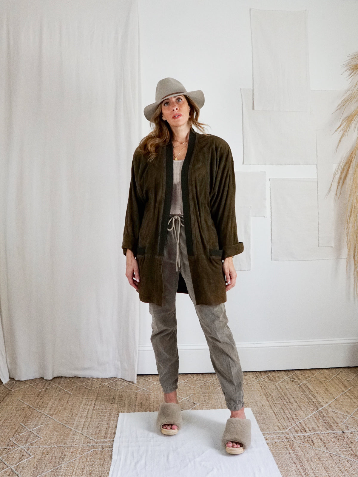 Vintage Olive Suede Contrast Wool Jacket-closiTherapi | vinTage